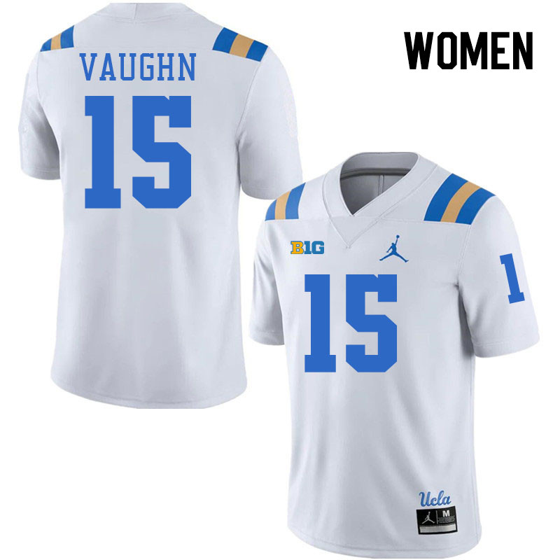 Women #15 Joseph Vaughn Big 10 Conference College Football Jerseys Stitched-White